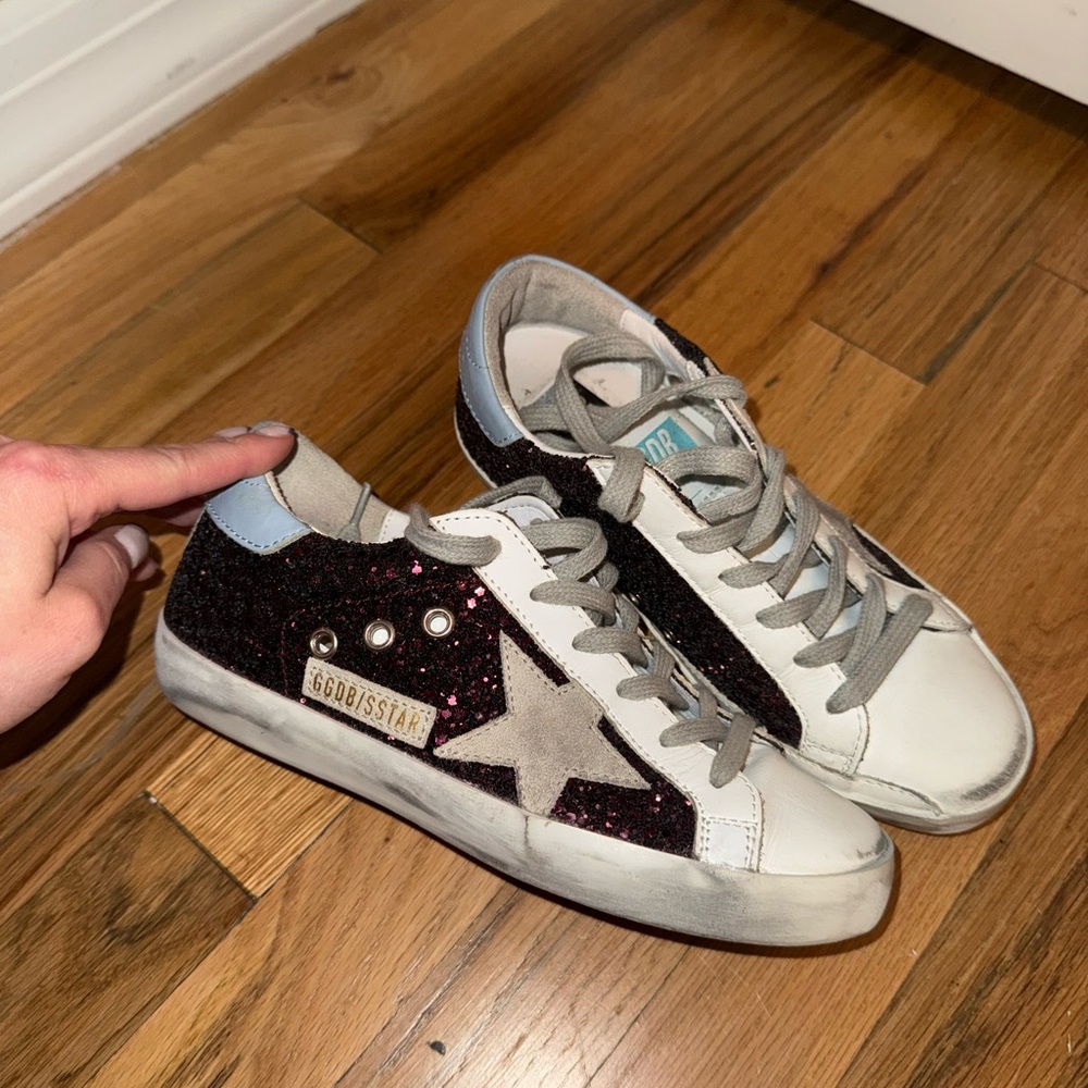 Golden Goose Black and White Vintage Sneakers
